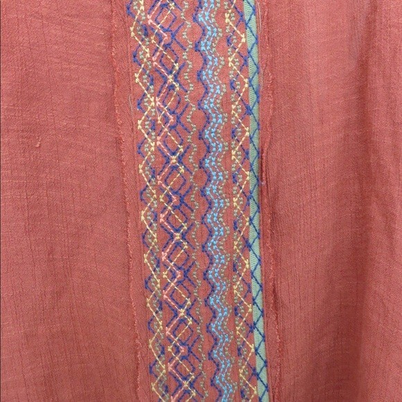 THML Tank Top Burnt Orange Embroidered Front Boho Scoop Neck High Low Hem Small - Picture 2 of 6